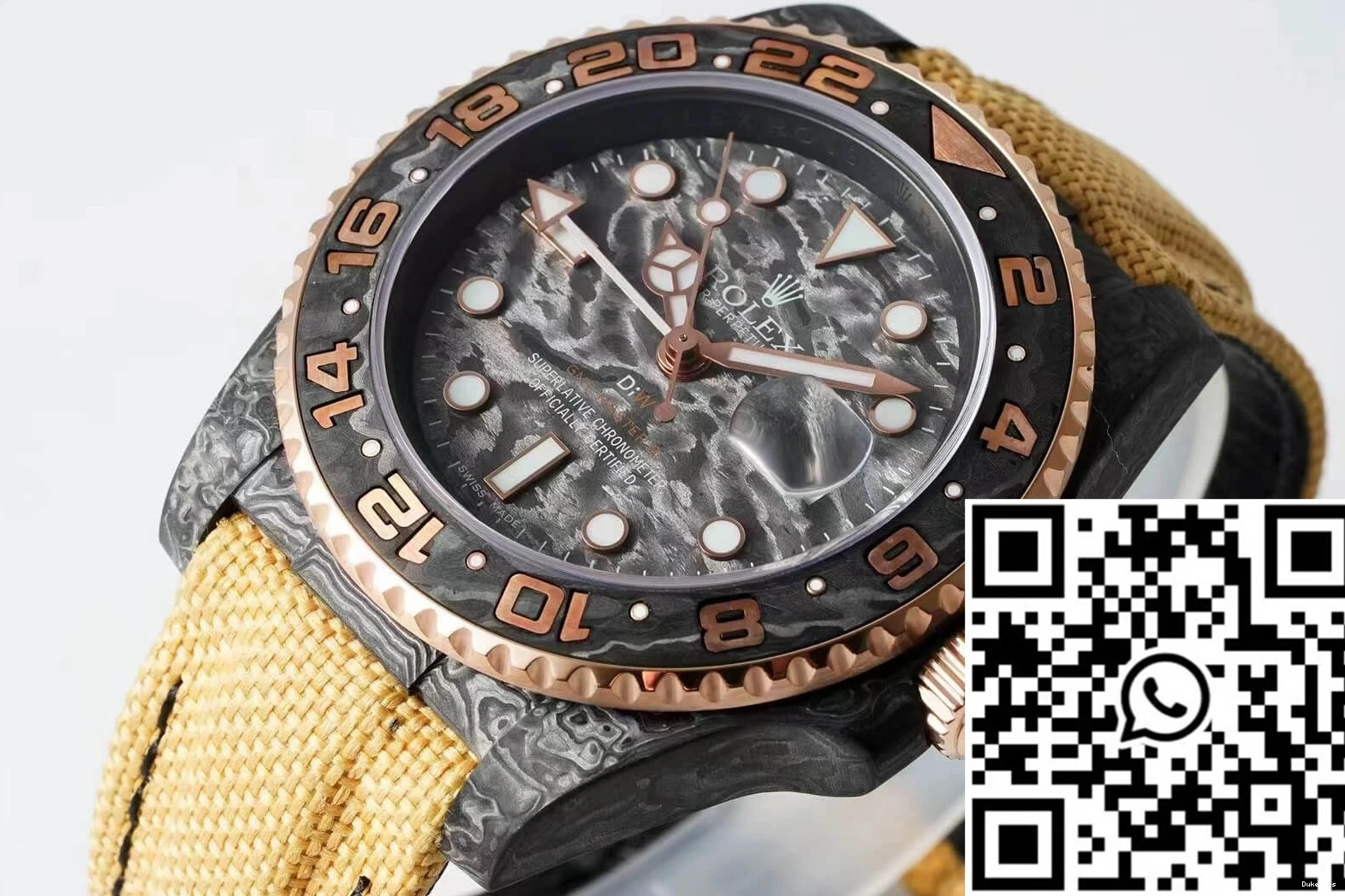 Yellow GMT-MASTER II Diw Carbon Rolex Strap Fiber Fabric 0112